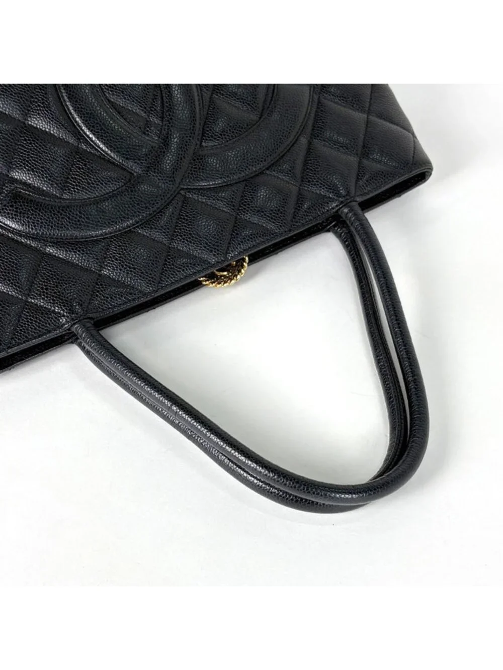 Chanel Reissue Tote CC Logo Quilted Caviar Leather Black